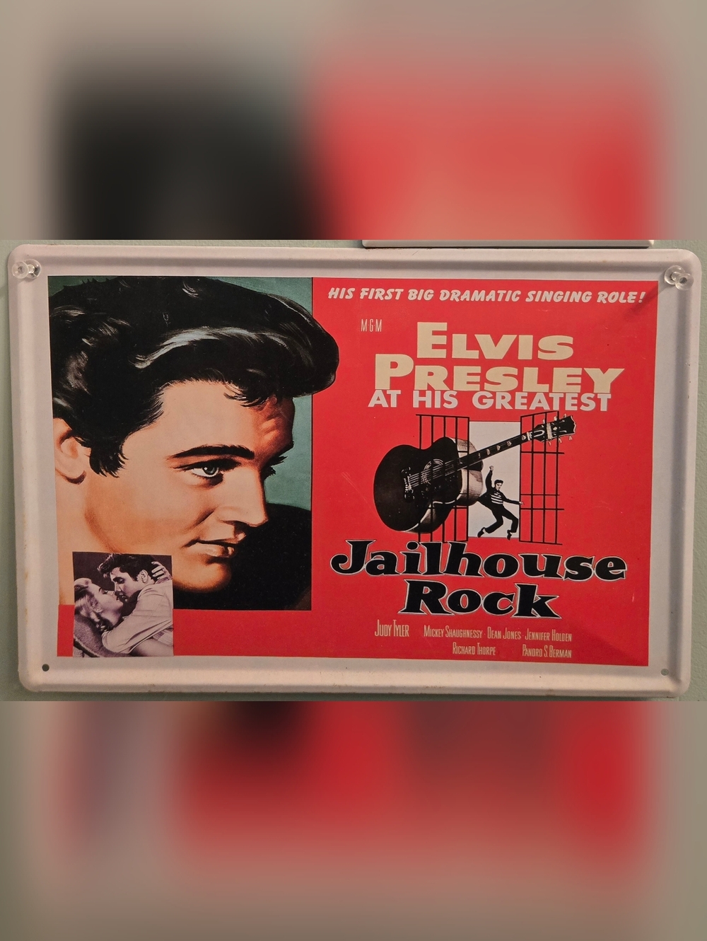Elvis Presley Jailhouse Rock Decorative Metal Sign - Red